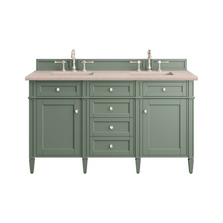 James Martin Vanities Brittany 60in Double Vanity, Smokey Celadon w/ 3 CM Eternal Marfil Top 650-V60D-SC-3EMR